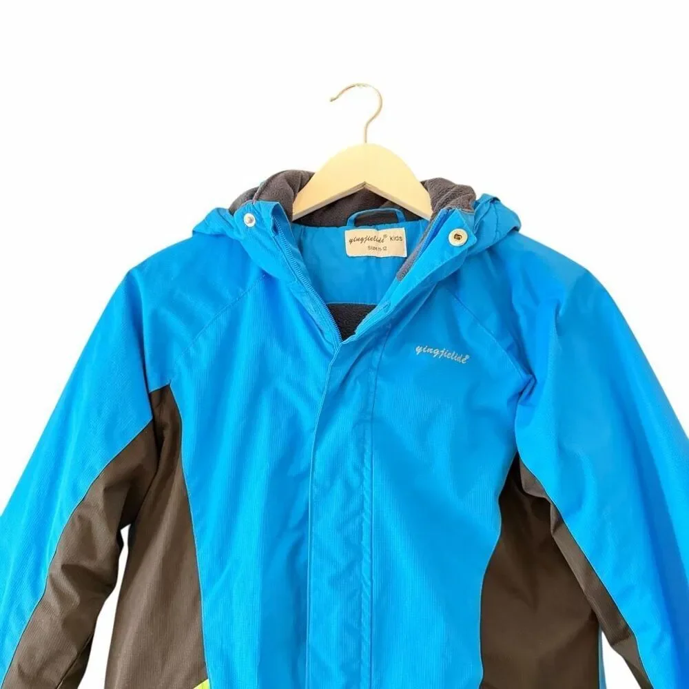 Boy's Waterproof Ski Jacket Blue Kids Outdoor Snowboarding windproof Fleece Line